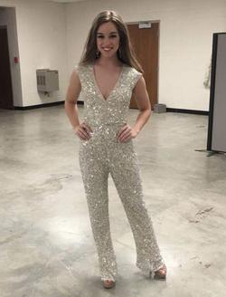 Style 3468 Primavera Silver Size 0 Prom Jumpsuit Dress on Queenly