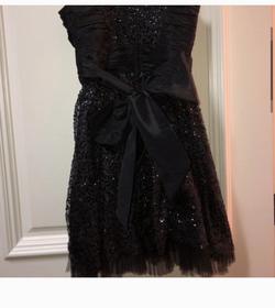 Betsey Johnson Black Tie Size 4 Prom Spaghetti Strap Sequin Ball gown on Queenly