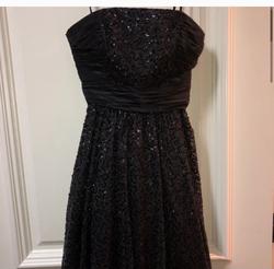 Betsey Johnson Black Tie Size 4 Prom Spaghetti Strap Sequin Ball gown on Queenly