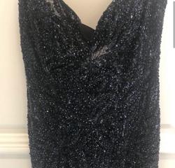 Jovani Black Size 2 Euphoria Midi Homecoming Sheer Cocktail Dress on Queenly