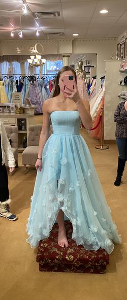 Sherri Hill Light Blue Size 4 Strapless Ball gown on Queenly