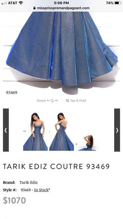 Tarik Ediz Blue Size 2 Pageant Prom Ball gown on Queenly