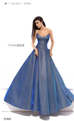 Tarik Ediz Blue Size 2 Pageant Prom Ball gown on Queenly