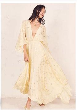 Loveshackfancy Gold Size 6 Silk Jersey Tulle Straight Dress on Queenly