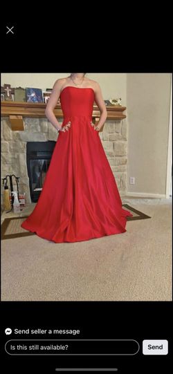 Sherri Hill Red Size 8 Strapless Prom Ball gown on Queenly