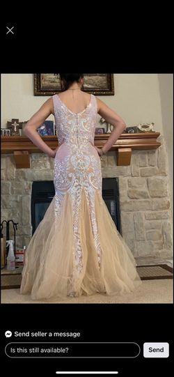 Windsor White Size 4 Prom Floor Length Tulle Mermaid Dress on Queenly