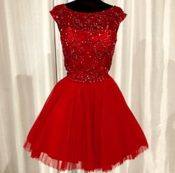 Style #2814 Sherri Hill Red Size 12 Plus Size Holiday Sheer Cocktail Dress on Queenly