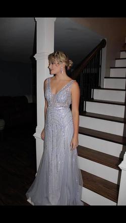 Clarisse Silver Size 4 Prom Straight Dress on Queenly