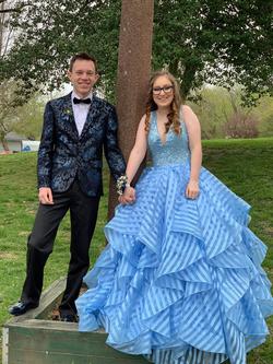 Mori Lee Blue Size 4 Prom Ball gown on Queenly