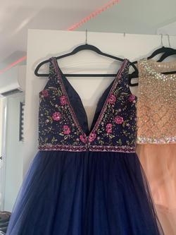 MoriLee Blue Size 12 Prom $300 Floral Ball gown on Queenly