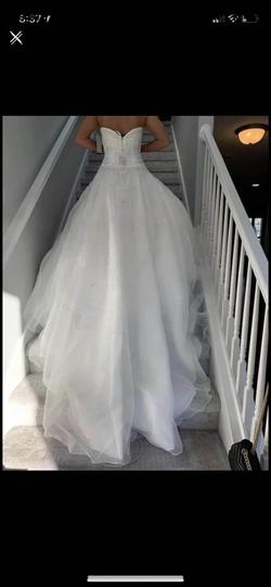 Oleg Cassini White Size 4 Wedding Floor Length 50 Off Train Dress on Queenly