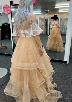 Rachel Allan Multicolor Size 2 Ruffles Peach Floor Length Straight Dress on Queenly