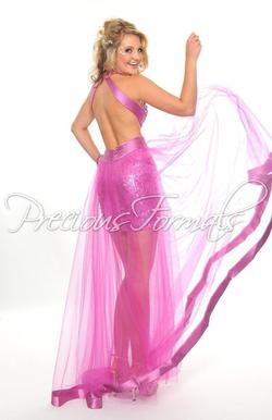 Style L55184 Precious Formals Pink Size 4 Halter Fun Fashion Cut Out Sheer Cocktail Dress on Queenly