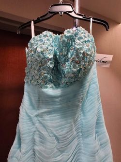 Style 3166 Karishma Creation Blue Size 4 Black Tie $300 Floor Length Mermaid Dress on Queenly