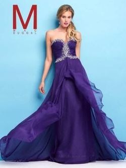 Style 65126L Mac Duggal Purple Size 4 Tall Height Pageant Strapless Military Prom A-line Dress on Queenly