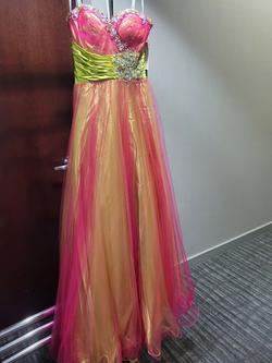 Style 65126L Rachel Allan Orange Size 4 Strapless Prom A-line Dress on Queenly