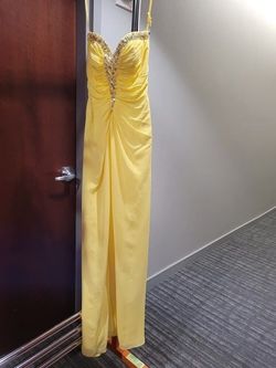 Style 40020 Jovani Yellow Size 4 $300 Strapless Military Straight Dress on Queenly