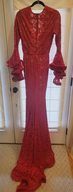 Style 420 Jessica Angel Red Size 4 Train Prom Mermaid Dress on Queenly