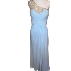 La Femme Blue Size 0 One Shoulder Prom A-line Dress on Queenly