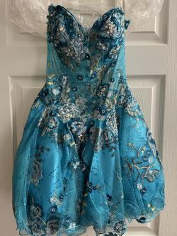 Jovani Blue Size 0 Flare Homecoming Strapless A-line Dress on Queenly