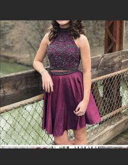 Sherri Hill Royal Purple Size 0 Halter Homecoming Medium Height Two Piece Cocktail Dress on Queenly