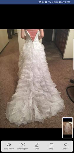 David's Bridal  White Size 4 Train Strapless Ball gown on Queenly