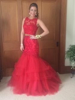 Madeline Gardner for Mori Lee Red Size 6 Tulle Mermaid Dress on Queenly