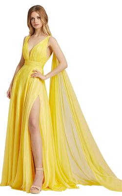 Style 67391L Mac Duggal Yellow Size 6 Tulle Side slit Dress on Queenly