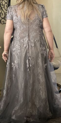 Style 28091 La Femme Silver Size 20 Plus Size Floor Length 50 Off Ball gown on Queenly