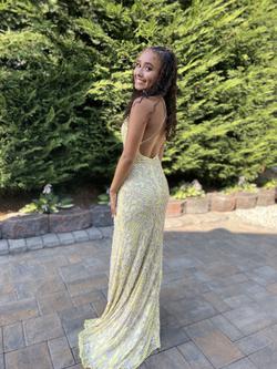 Style 3214 Primavera Yellow Size 00 Pattern Prom Side slit Dress on Queenly