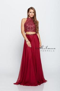 Style E1278 Milano Formals Red Size 0 Burgundy Straight Dress on Queenly