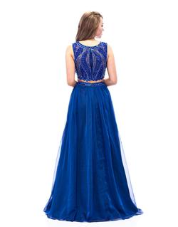 Style E1958 Milano Formals Blue Size 4 Tulle Side slit Dress on Queenly