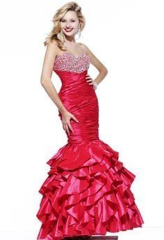 Style 4063 Wow Red Size 10 Military Prom Mermaid Dress on Queenly