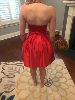 Sherri Hill Red Size 4 Backless Halter Cocktail Dress on Queenly
