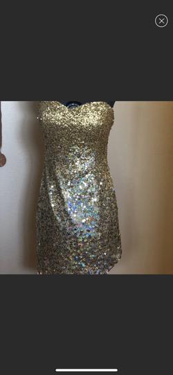Tony Bowls Gold Size 2 Fully-beaded Strapless Cocktail Dress on Queenly
