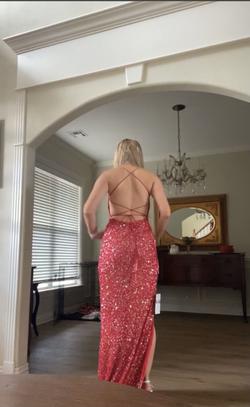 Ashley Lauren Red Size 4 Corset Prom Side slit Dress on Queenly