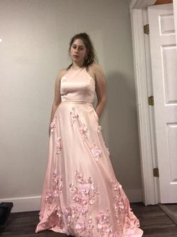 Bling Prom Pink Size 8 Two Piece Pockets A-line Dress on Queenly