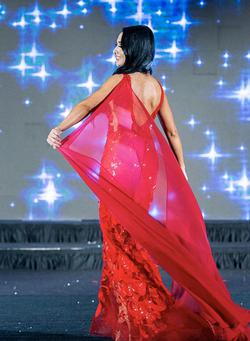 Jovani Red Size 00 Silk Short Height Jewelled Cape Train Dress on Queenly