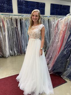 Sherri Hill White Size 2 Sheer Ball gown on Queenly