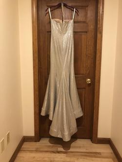 Sherri Hill Silver Size 2 Jersey Side Slit Mermaid Dress on Queenly