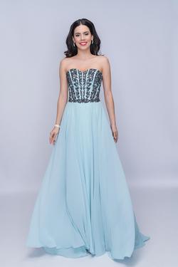 Style 3140 Nina Canacci Blue Size 2 Tall Height Strapless Prom A-line Dress on Queenly