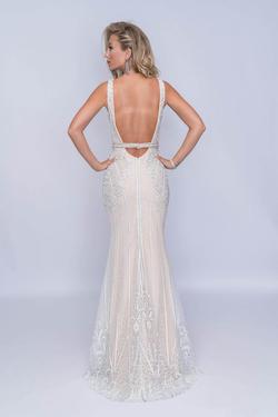 Style 8158 Nina Canacci White Size 2 Tall Height Nude Prom Mermaid Dress on Queenly