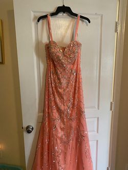 Tony Bowls Orange Size 10 Jewelled Sequined Mermaid Dress on Queenly