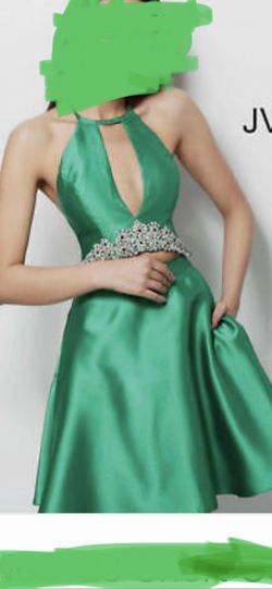 Jovani Green Size 2 Black Tie A-line Dress on Queenly