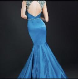 Rachel Allan Blue Size 2 Silk Sequin Mermaid Dress on Queenly