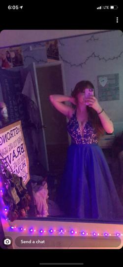Prom dress Blue Size 8 Prom Ball gown on Queenly