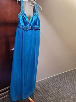 Style 9144 Faviana Blue Size 22 Floor Length Halter Straight Dress on Queenly