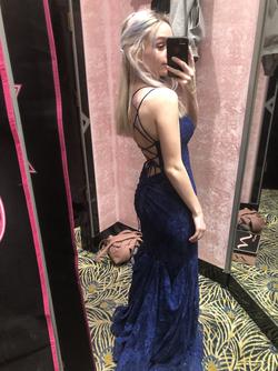 Sherri Hill Blue Size 0 Plunge Prom Mermaid Dress on Queenly