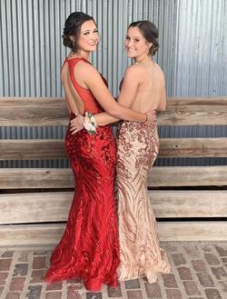 Jovani Red Size 2 Shiny Backless Prom Mermaid Dress on Queenly