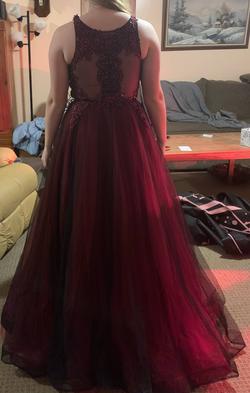 Jovani Red Size 10 Burgundy Prom Ball gown on Queenly